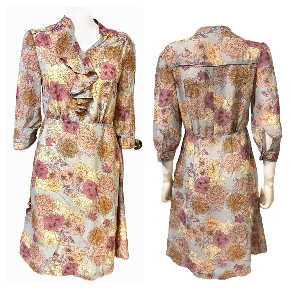 JG Hook Vintage Floral Dress with Ruffle Detail. - Picture 2 of 9